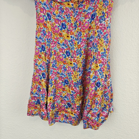 For Love & Lemons Sasha Mini Dress Blue Dizzy Floral Puff Sleeves Size Small - Picture 6 of 16